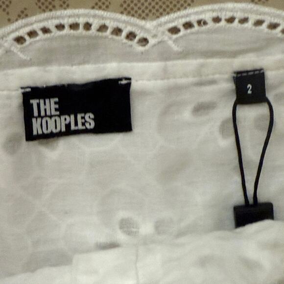 The Kooples Eyelet Cropped Blouse White FR 2 / US M NWT - Picture 3 of 6